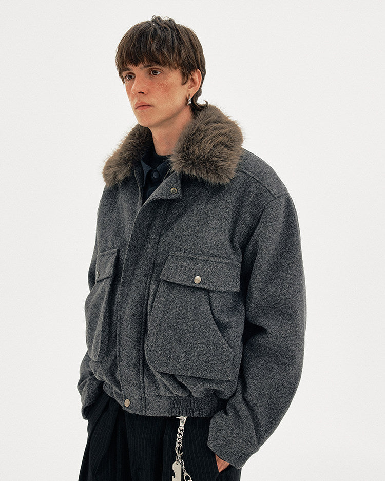 Old Money Style Fur Collar Jacket