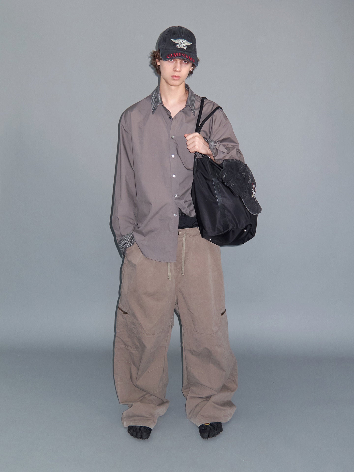 Patchwork-Patterned Shirt in Contrasting Colors