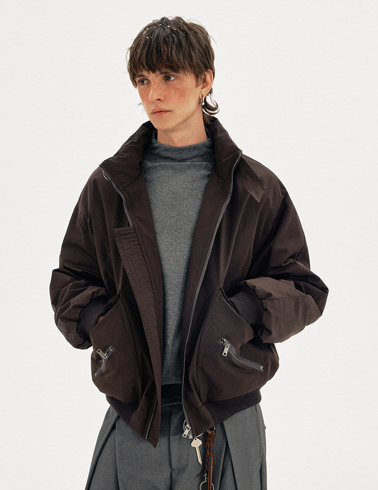 Stand Collar Large Pocket Jacket