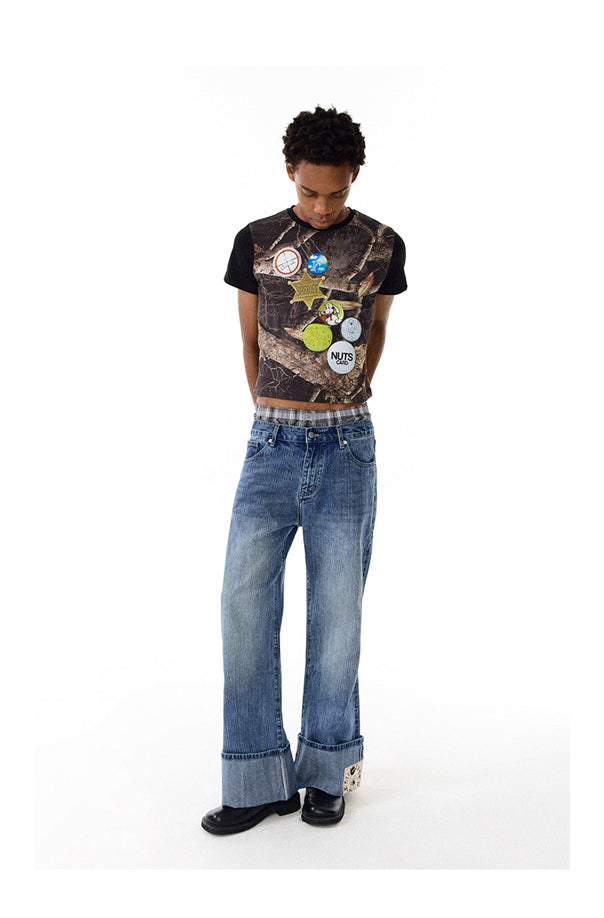 Unisex Foldover Jeans