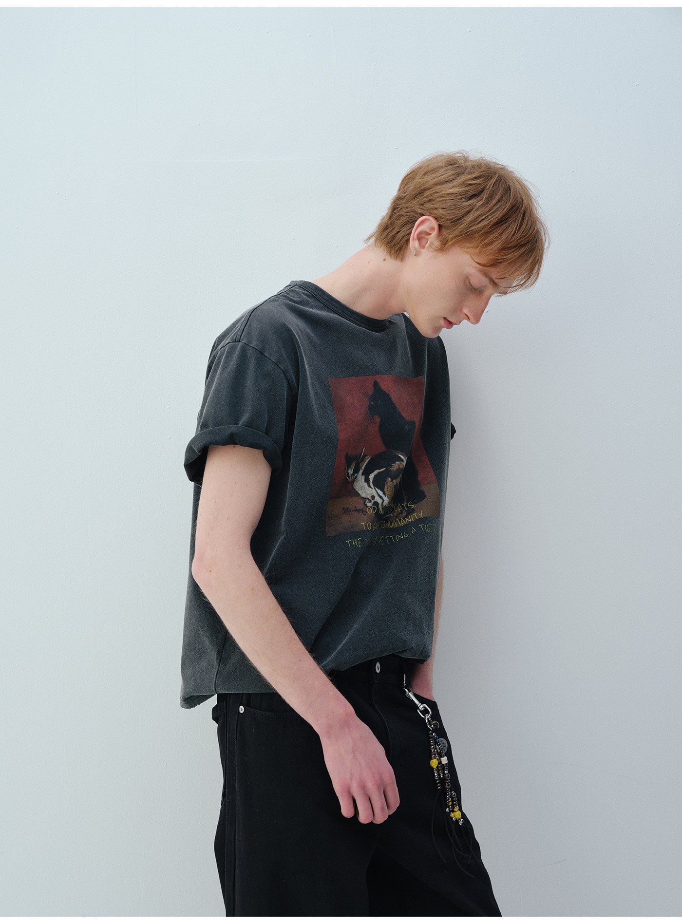 Cat Print Crew Neck T-Shirt