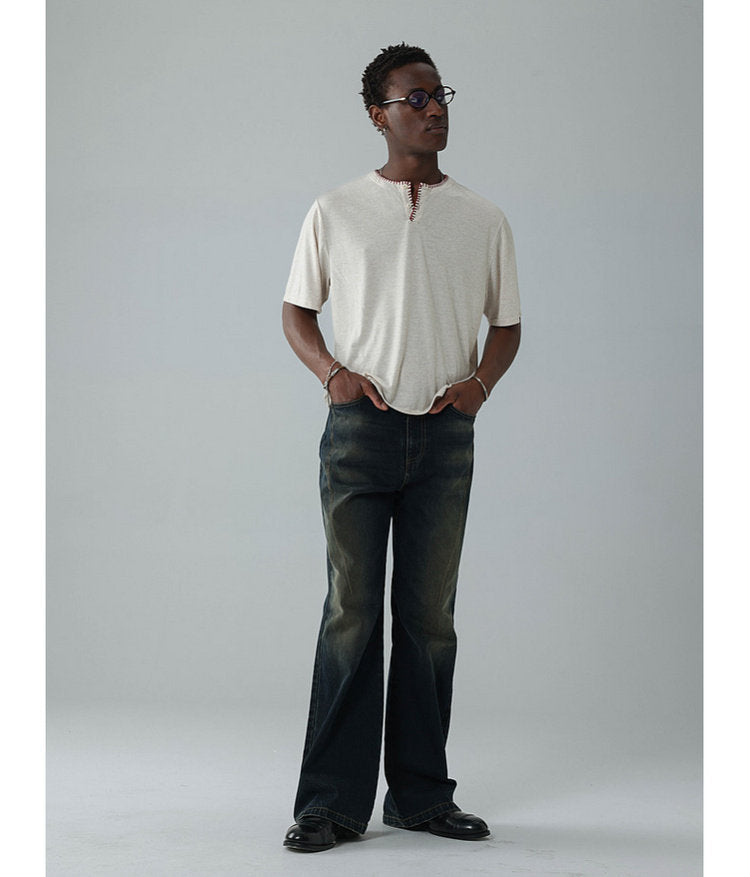 Overlock-stitched T-shirt