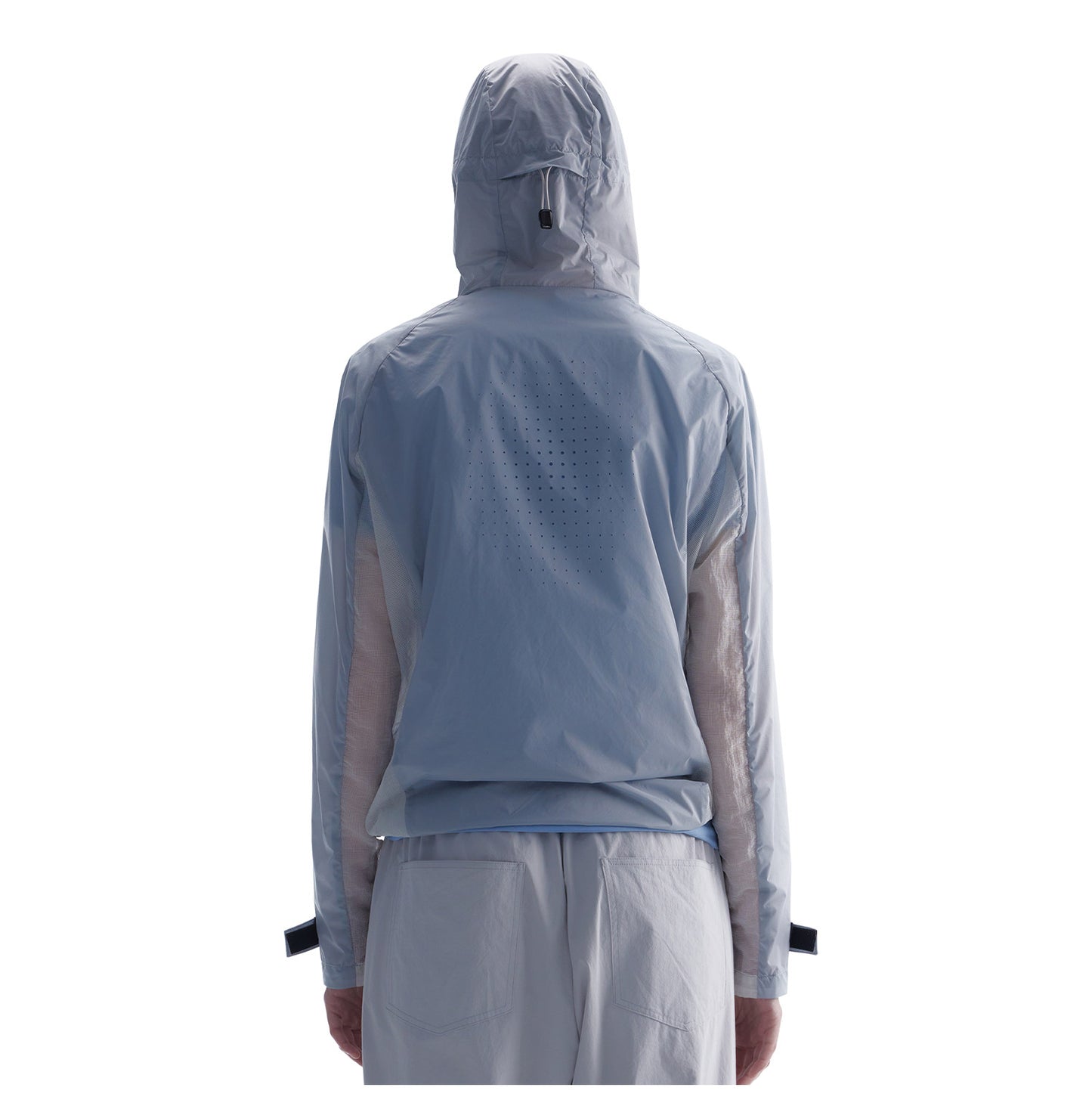 Nylon jacket with drawstrings