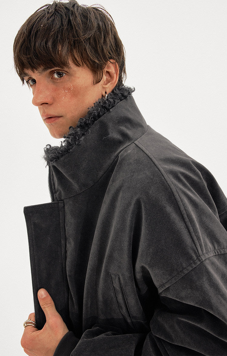 Suede Collar Cotton-Padded Jacket