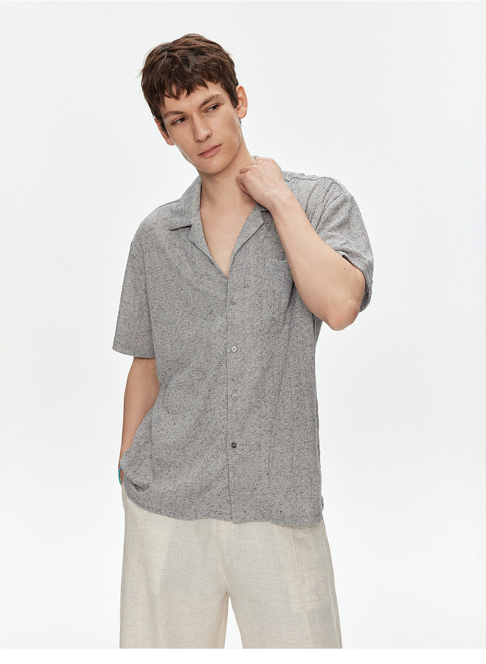 Cuban-Collar Sheer Shirt
