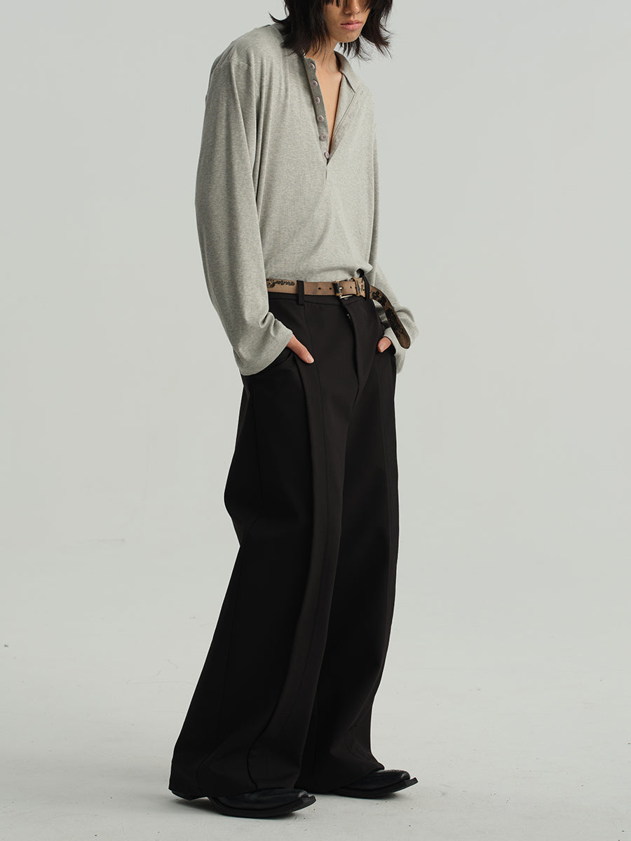 Curved Loose Straight Pants