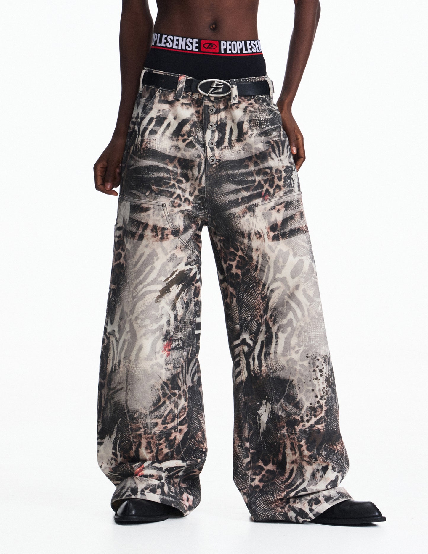 Gradient Zebra Print Jeans