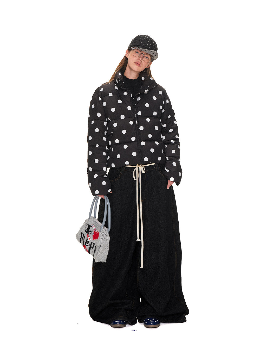 Letter Design Knit Bag