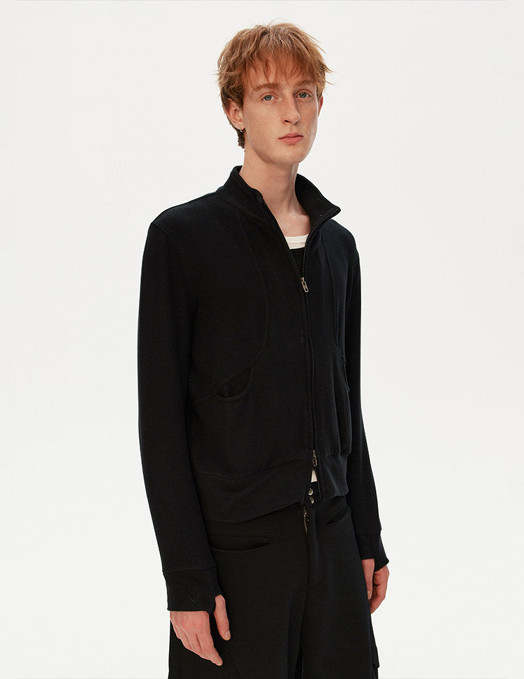 Stand-collar cropped sweatshirt