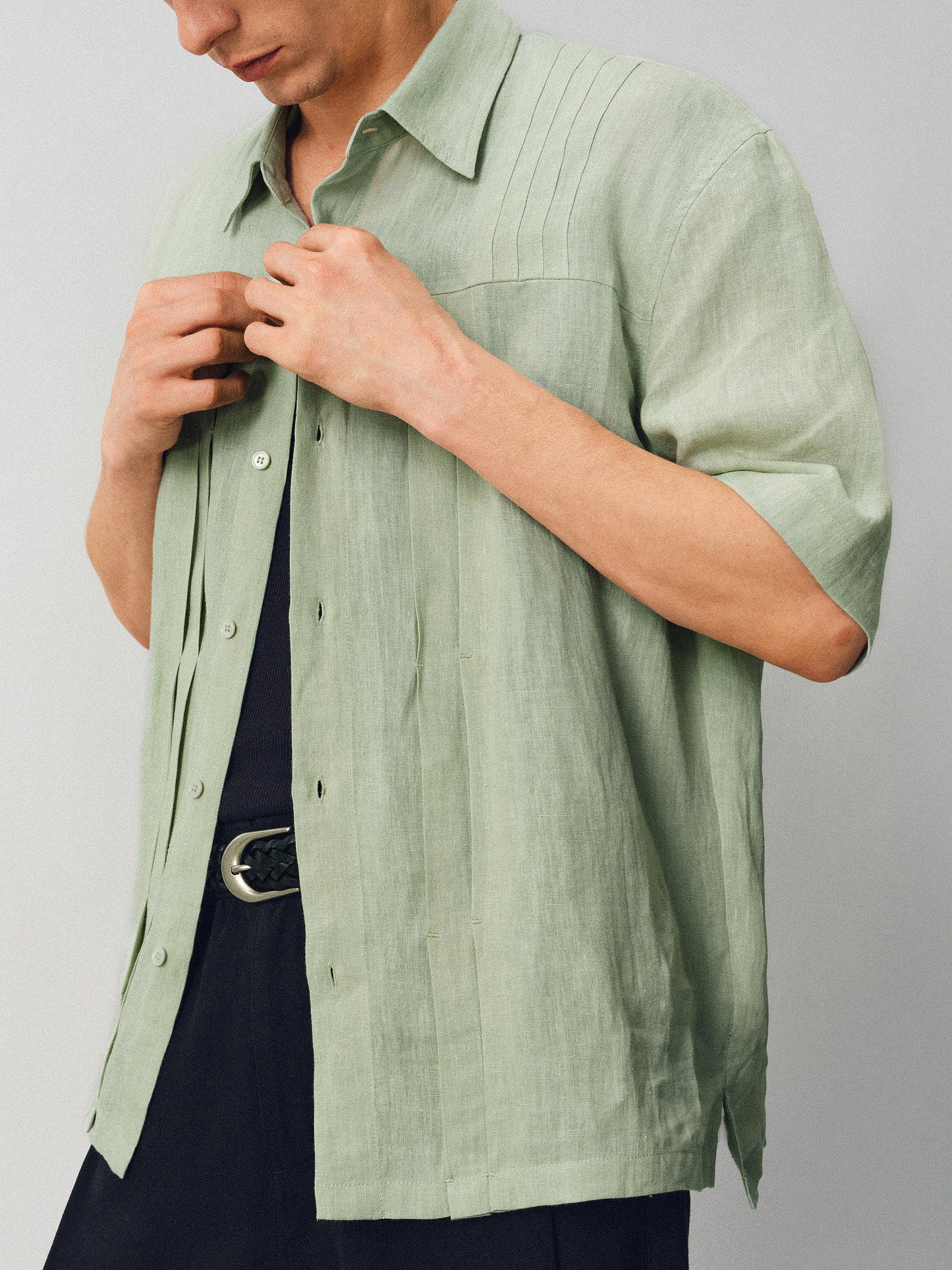 Wrinkled-effect Pleated Shirt