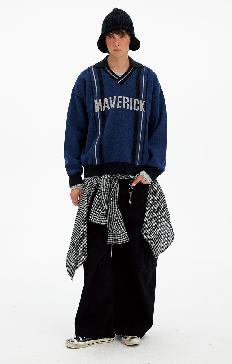 Color Block Letter Print Sweater