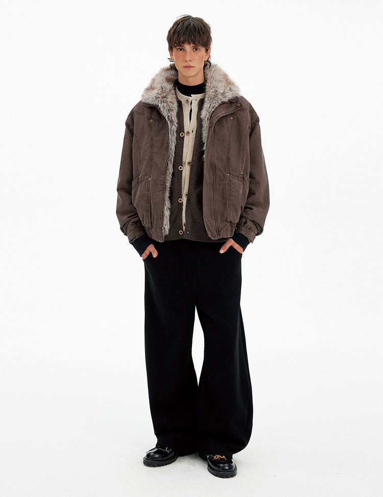 Detachable fur collar jacket