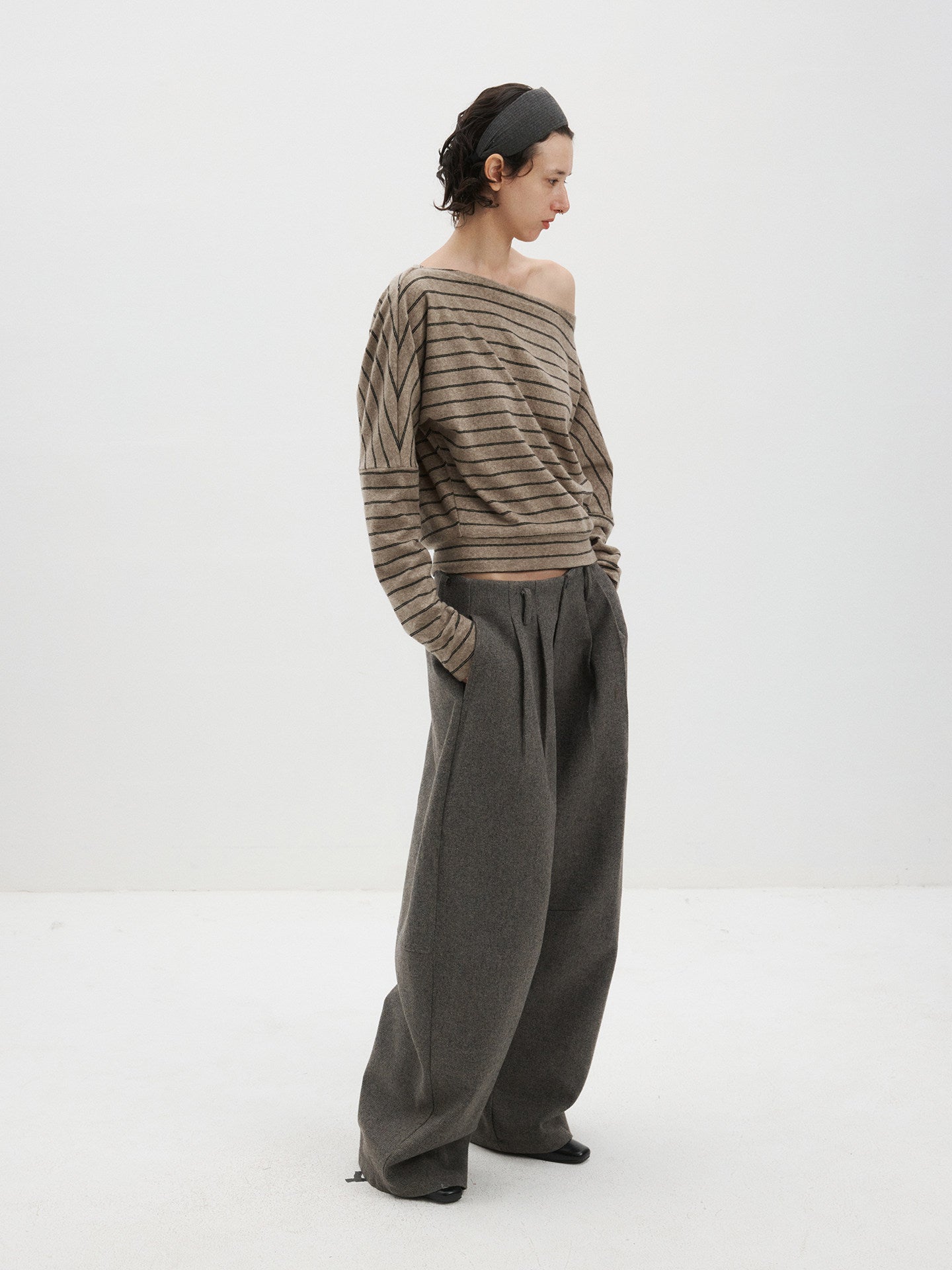 Striped Cross-Shoulder Knit