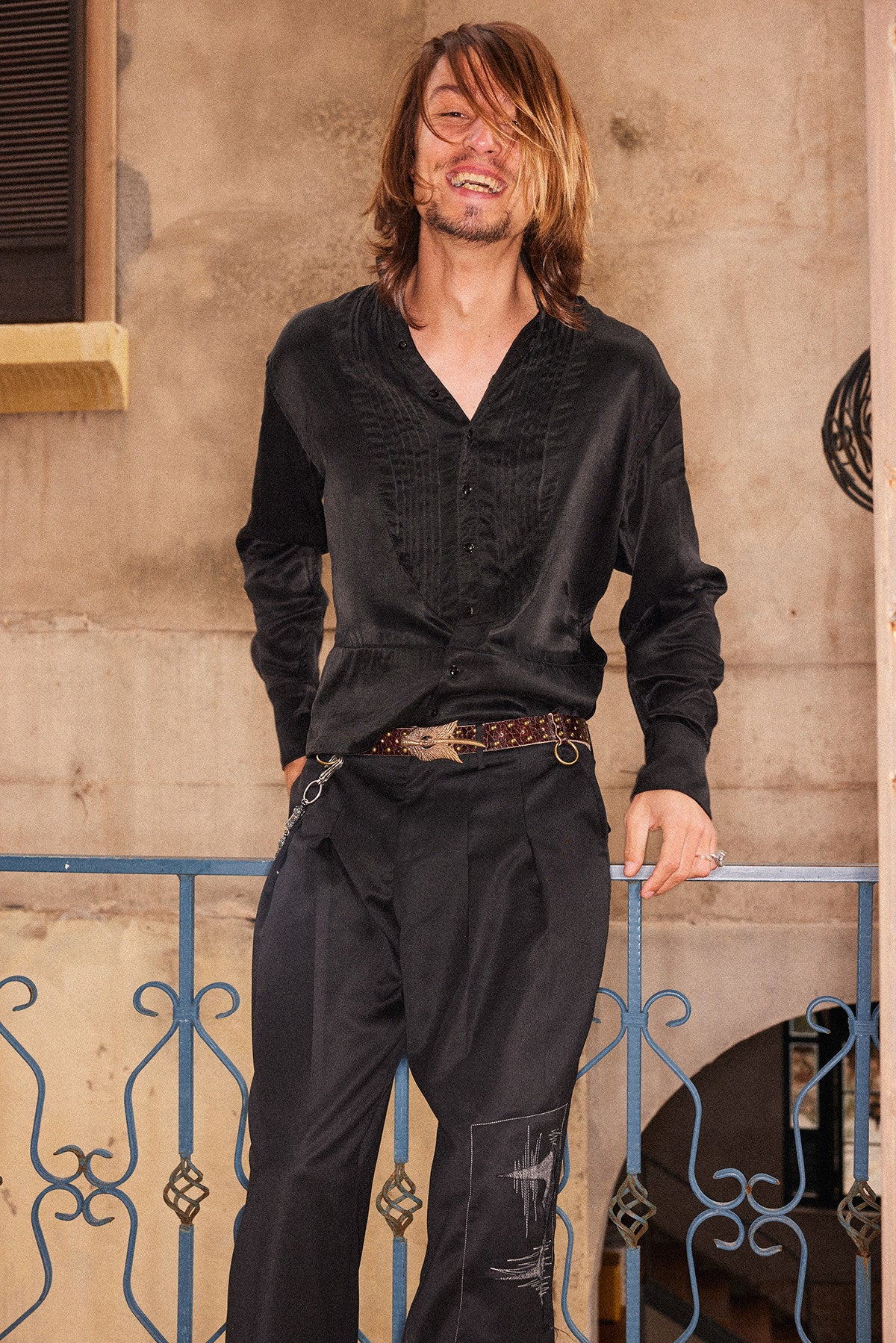 Cupro Silk Stand Collar Shirt