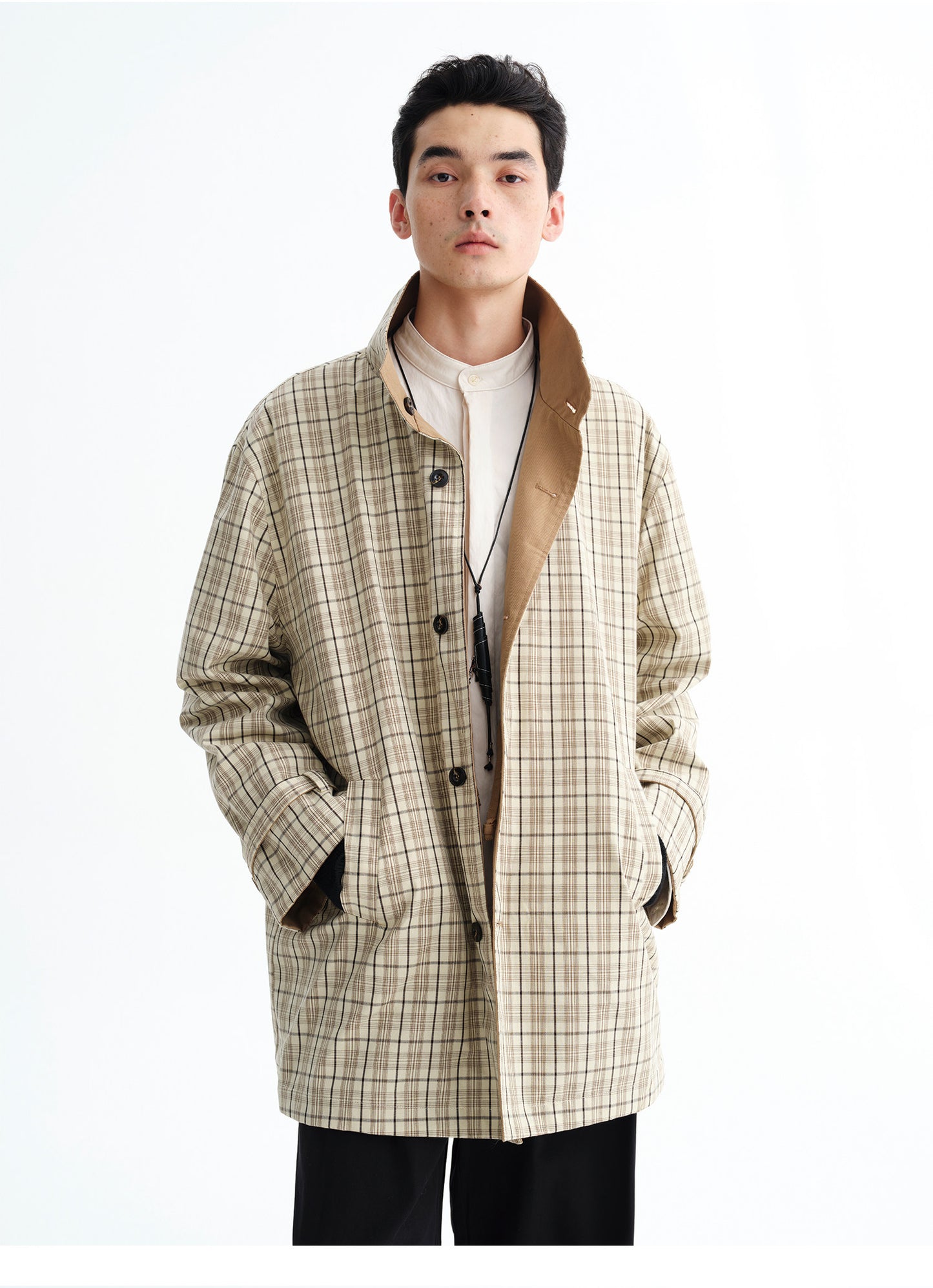 Reversible Check Pattern Coat