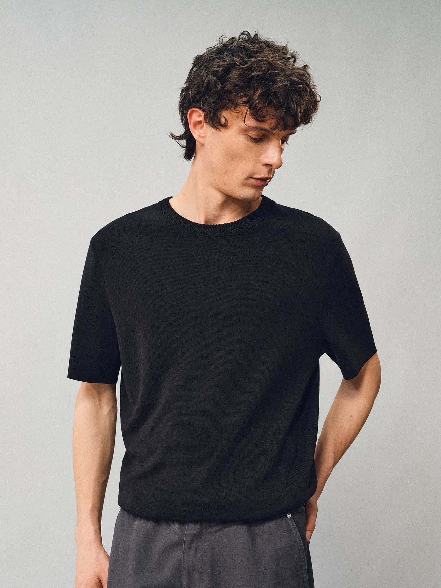 Twist-neck Knit Shirt