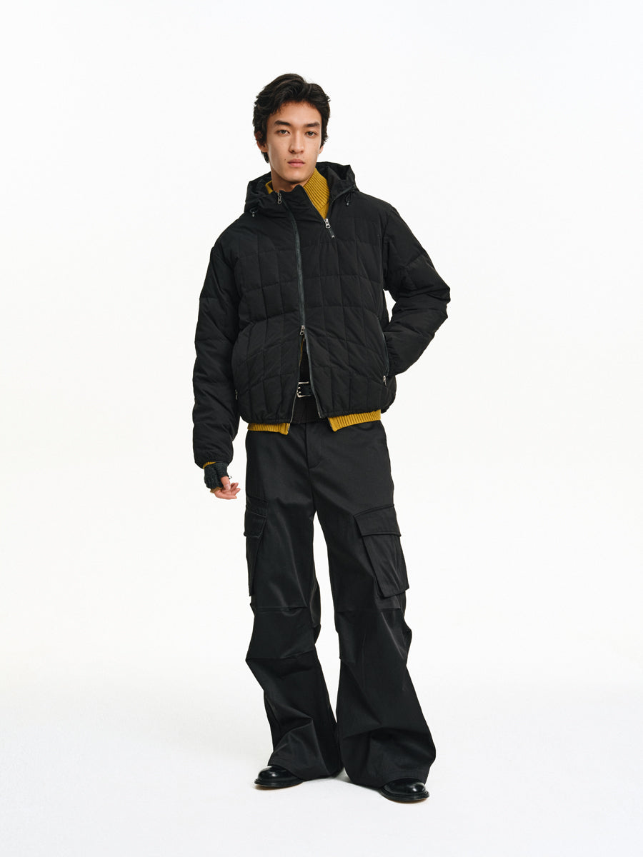 High-collar hooded down jacket