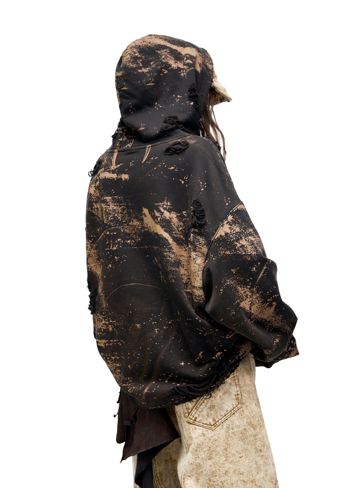 Printed Damaged Hoodie