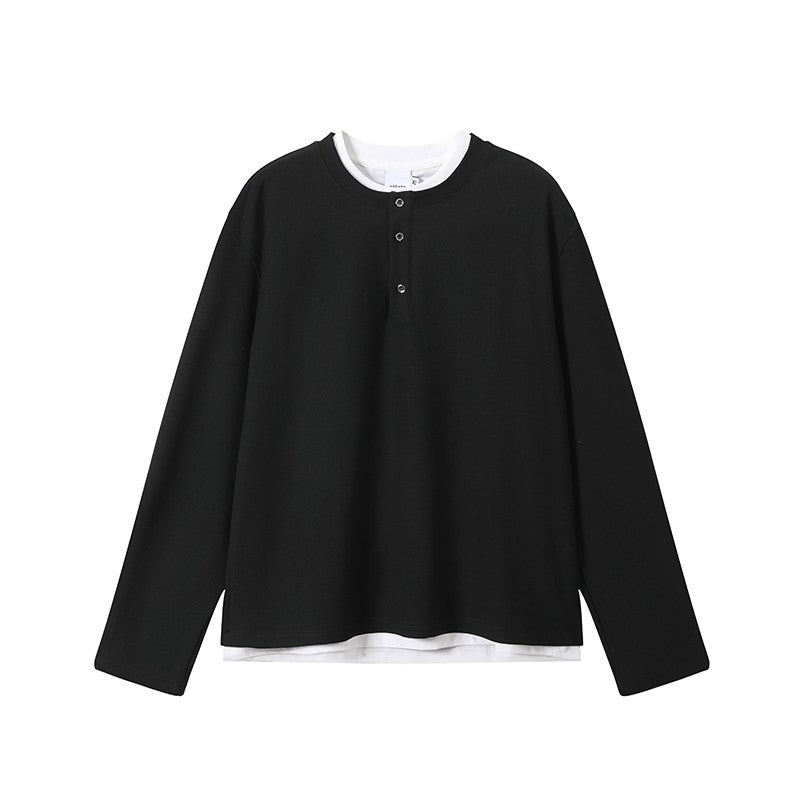 Henry Collar Faux Two-piece T-shirt