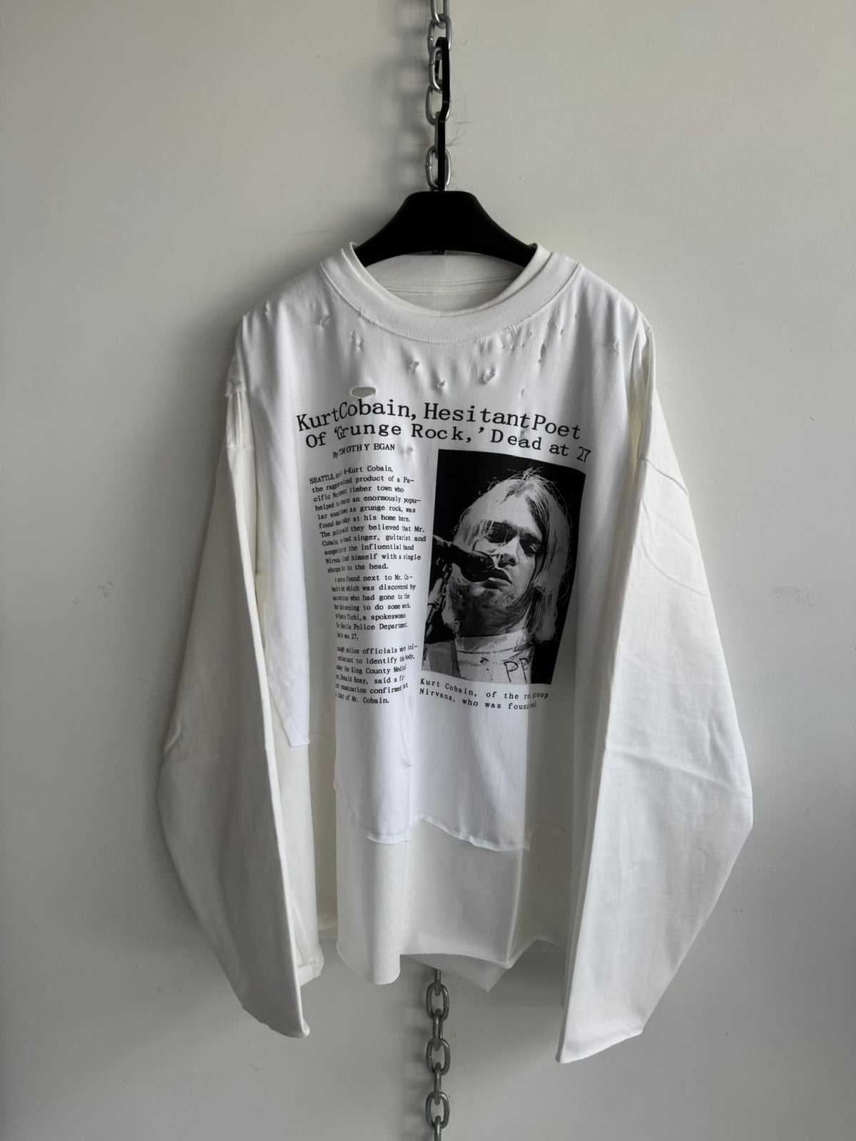 Double-Layer Patchwork Breakdown Silhouette T-Shirt