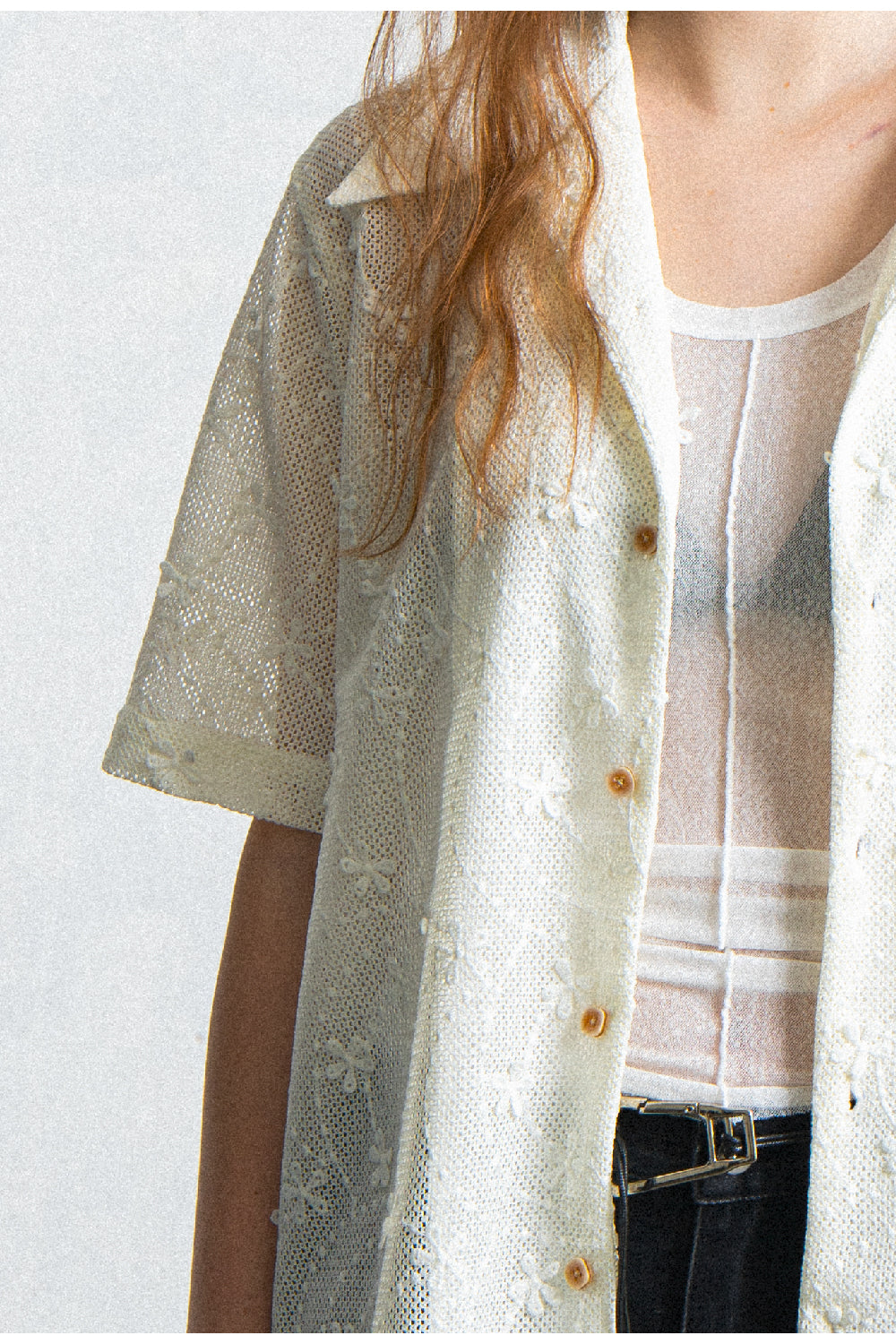 Lace Hollow Floral Pattern Shirt