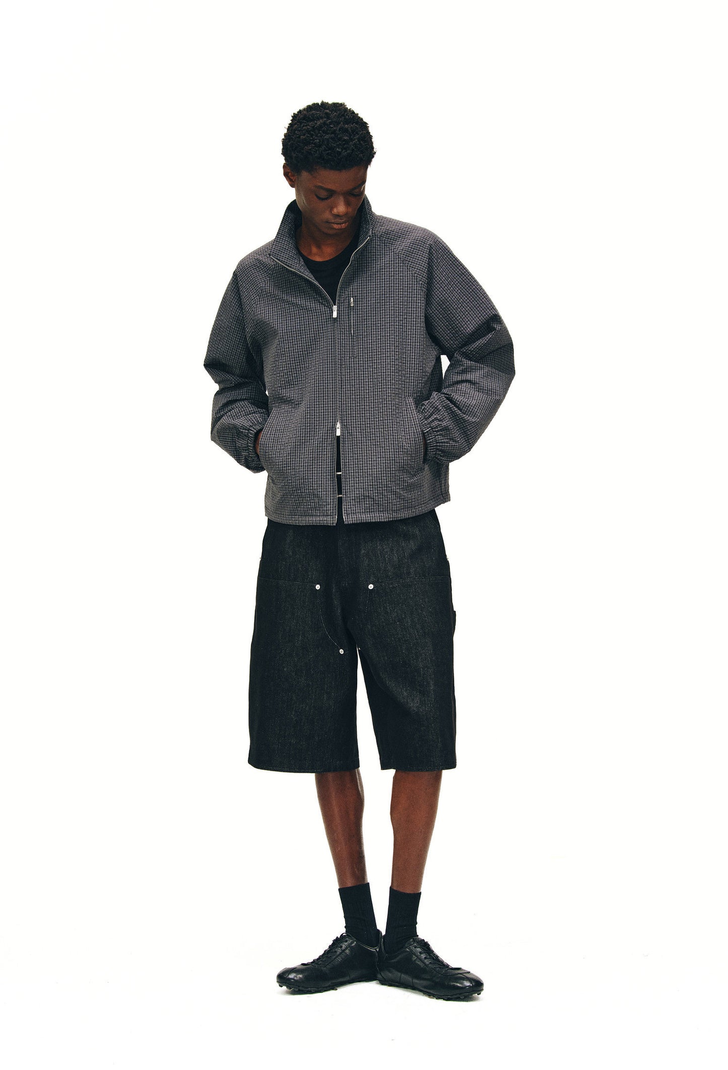 Seersucker Check Zip-Up Jacket