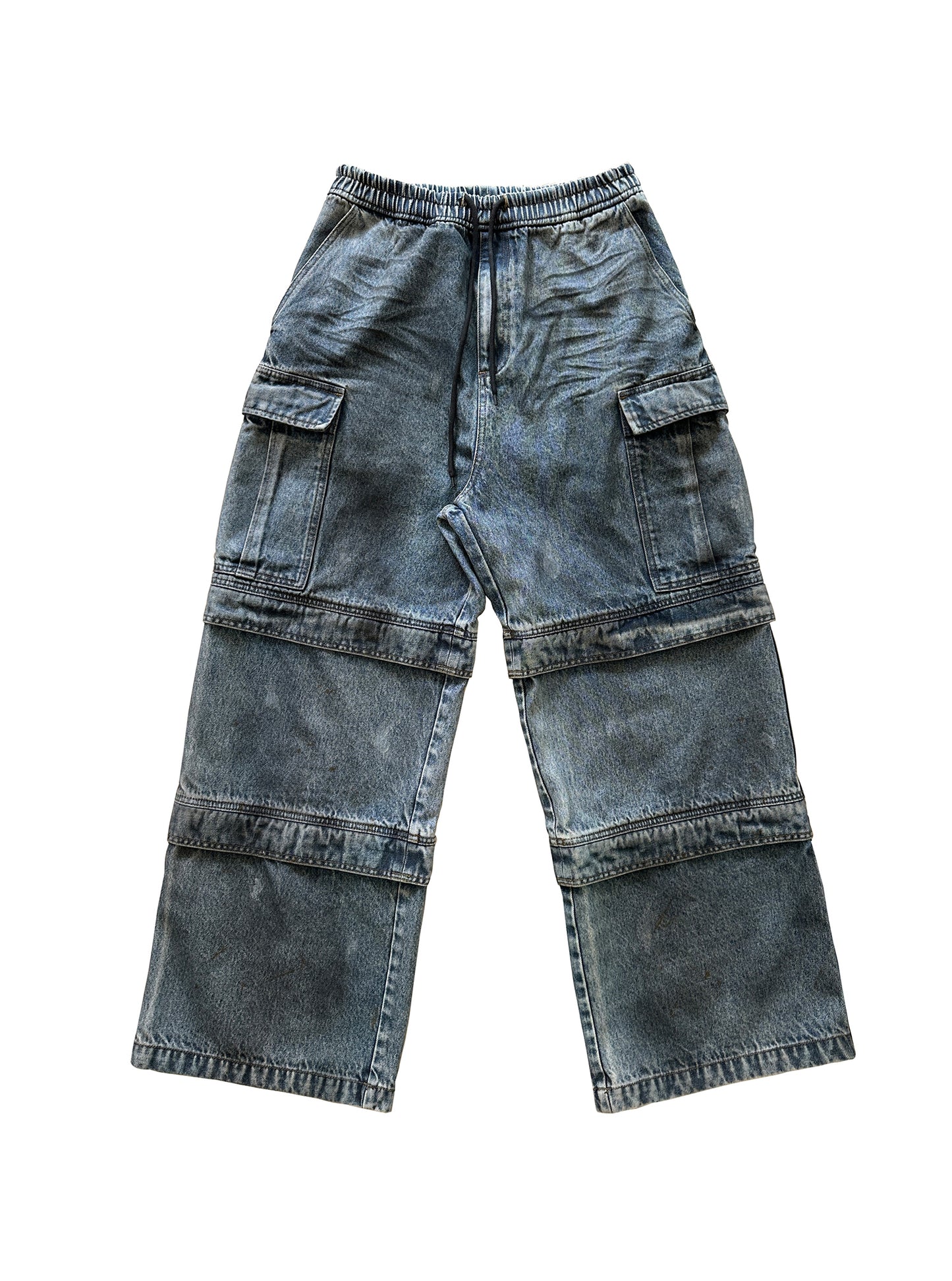 Washed Multi-pocket Detachable Denim Pants