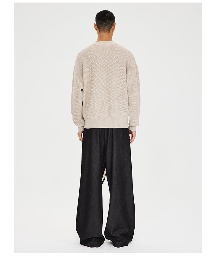 Diagonal Placket Casual Pants