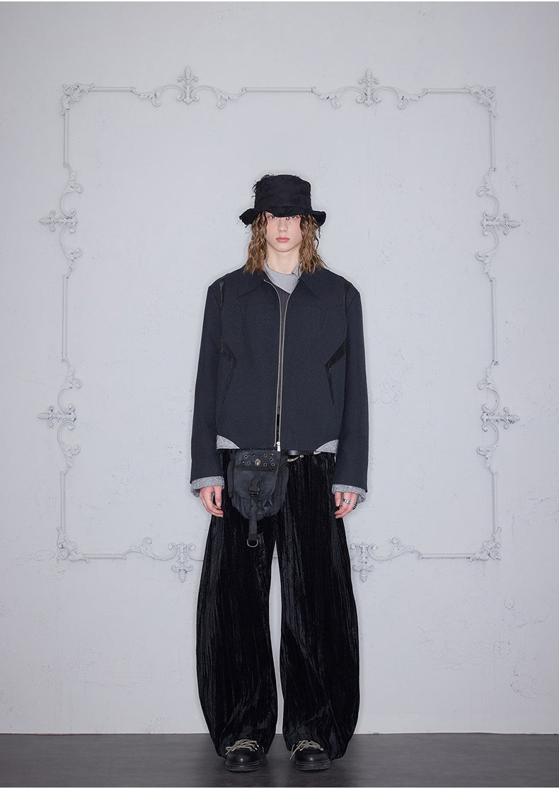 Mixed-Material Casual Jacket