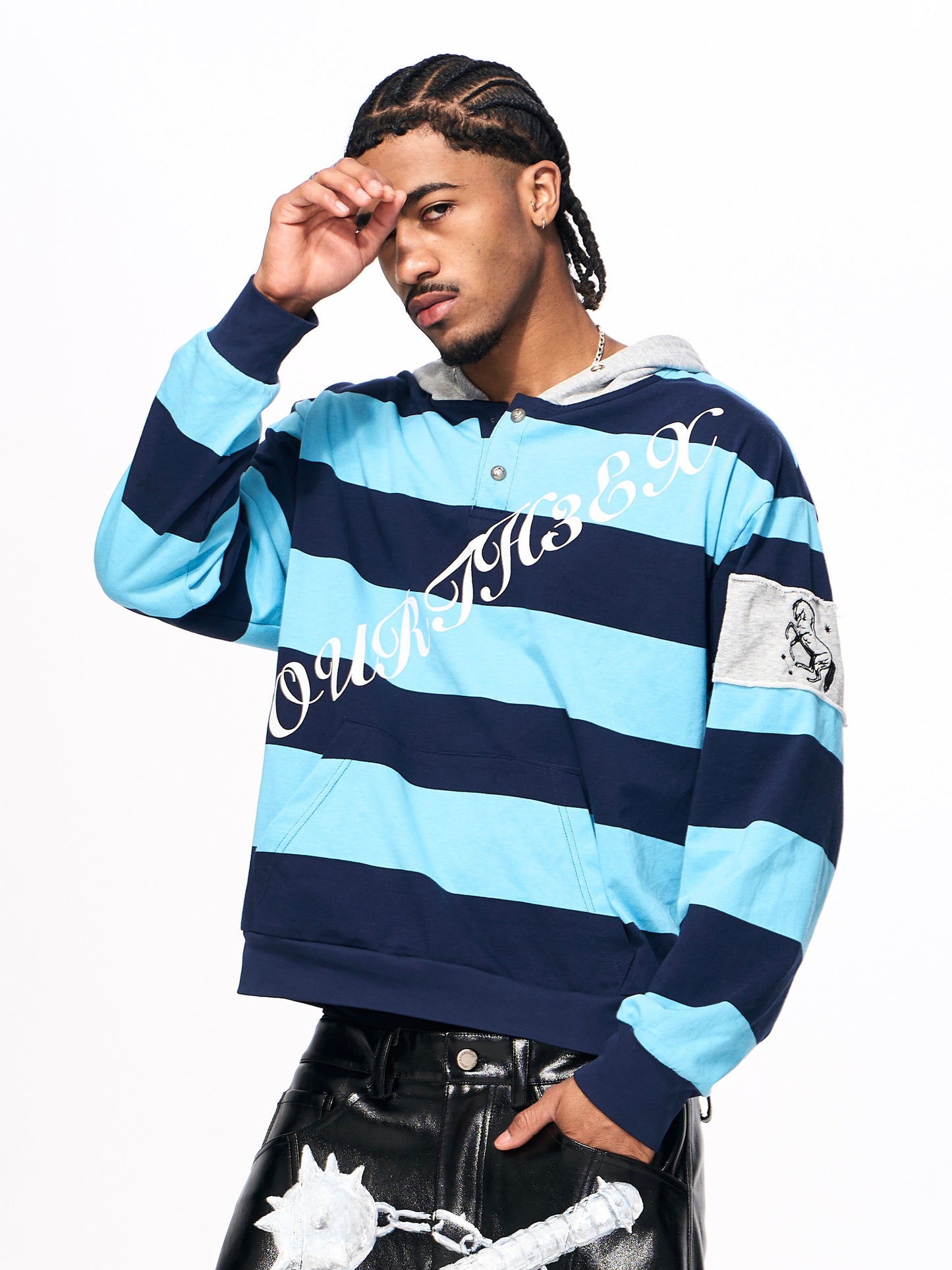 Blue Stripe Print Sweatshirt