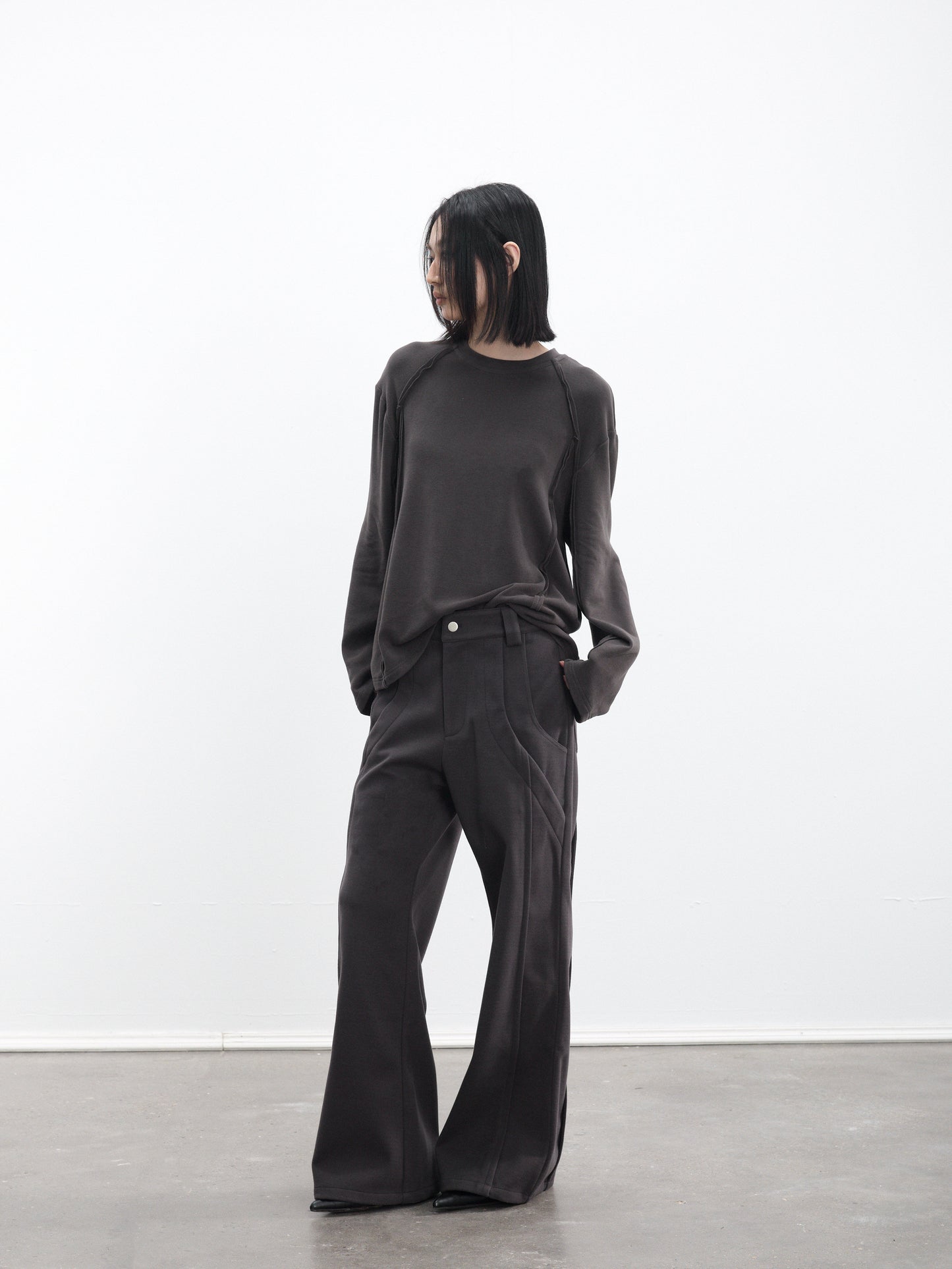 Deconstructed Wide-Leg Casual Pants