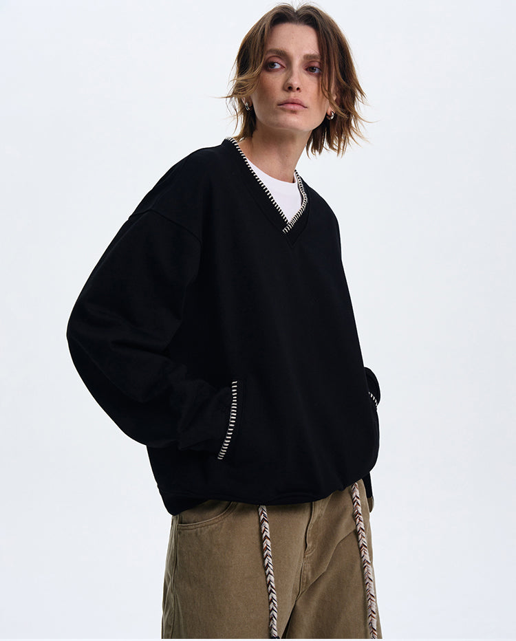 High-end V-neck sweatshirt