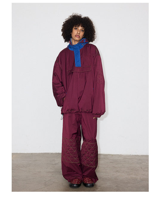 Diamond-Pattern Quilted Casual Pants