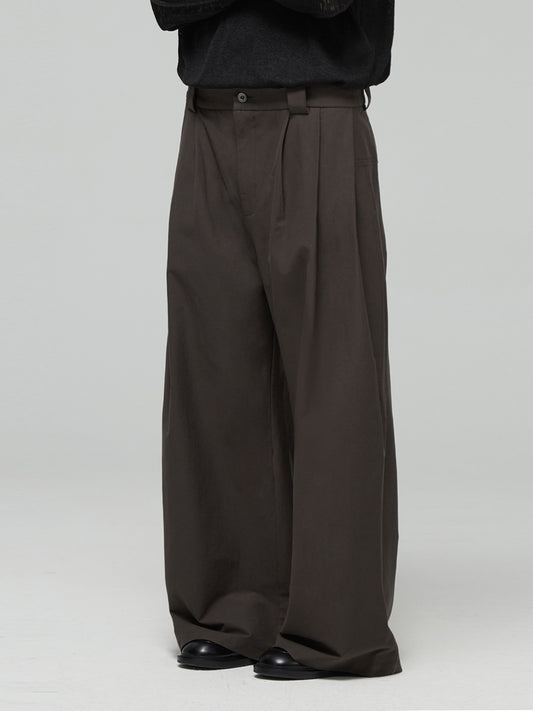Multi-pleated wide pants