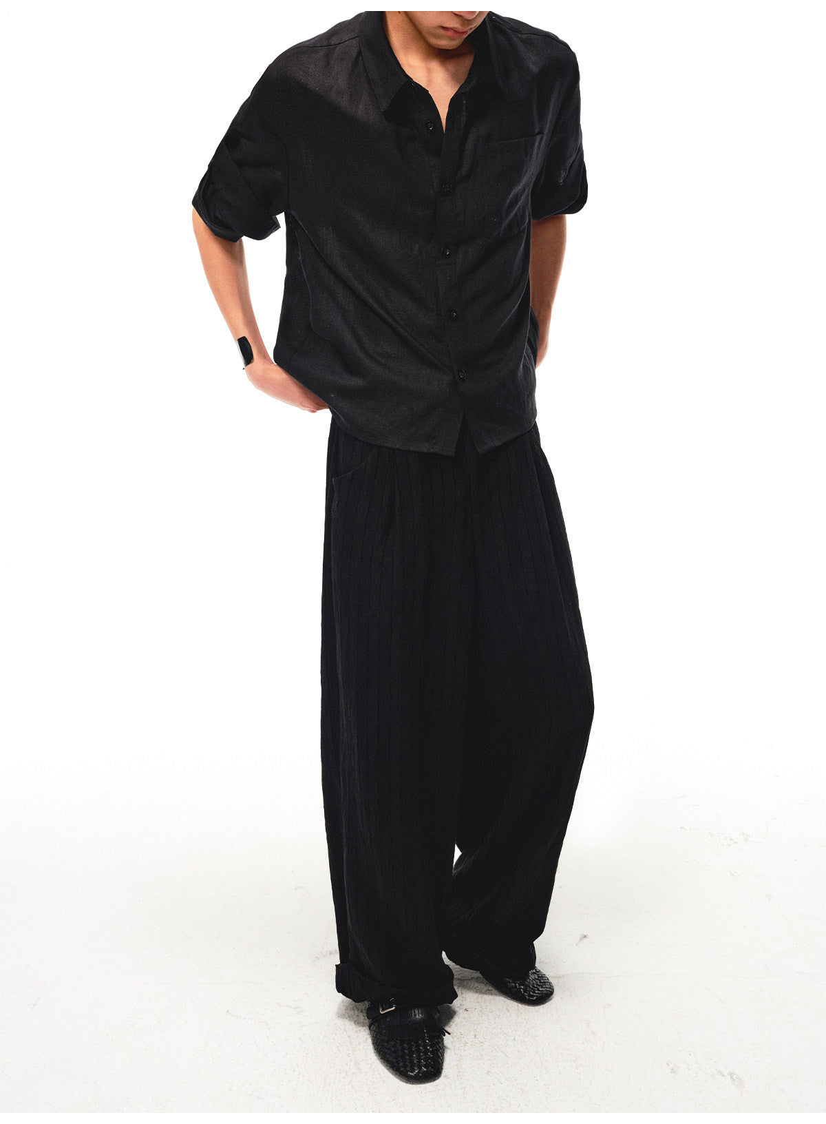 Tencel Linen Rolled-Cuff Shirt