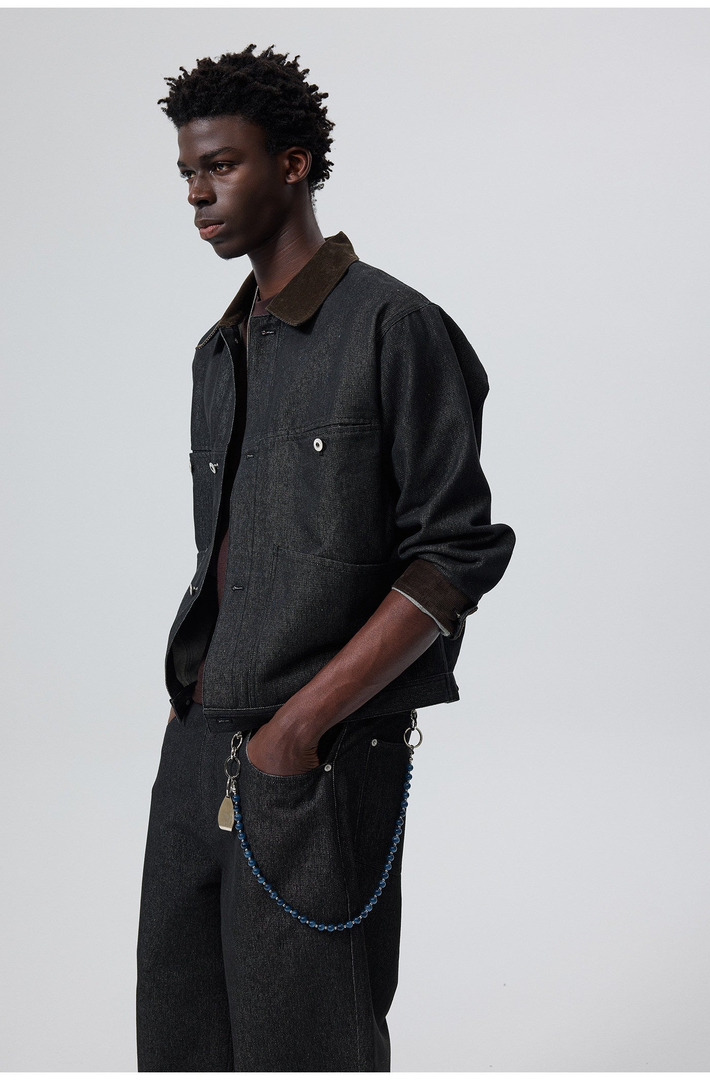 Corduroy Collar Denim Jacket