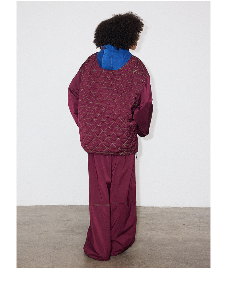 Diamond-Pattern Quilted Casual Pants