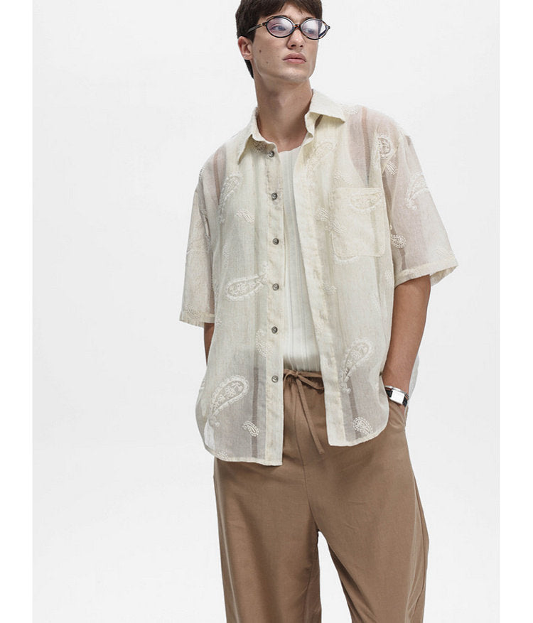 Linen-Blend Sheer Shirt