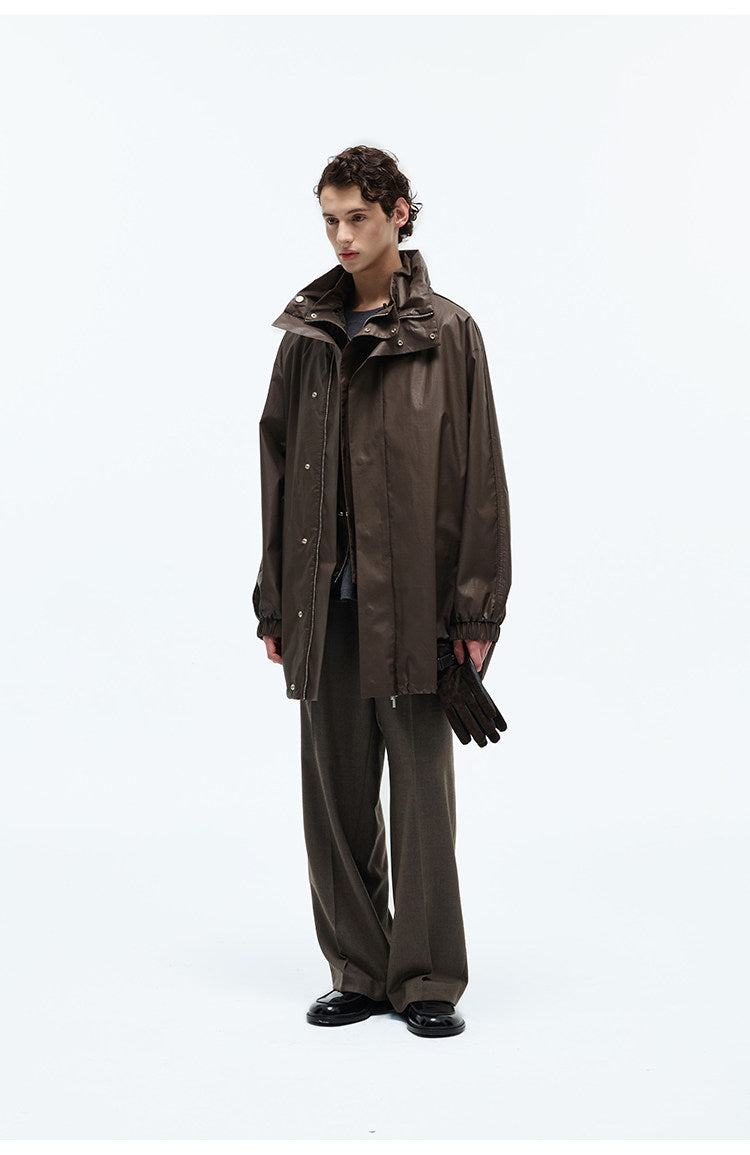 Stand Collar Mid-Length Coat