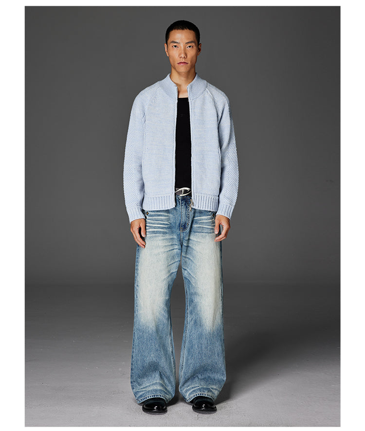 Embroidered washed jeans