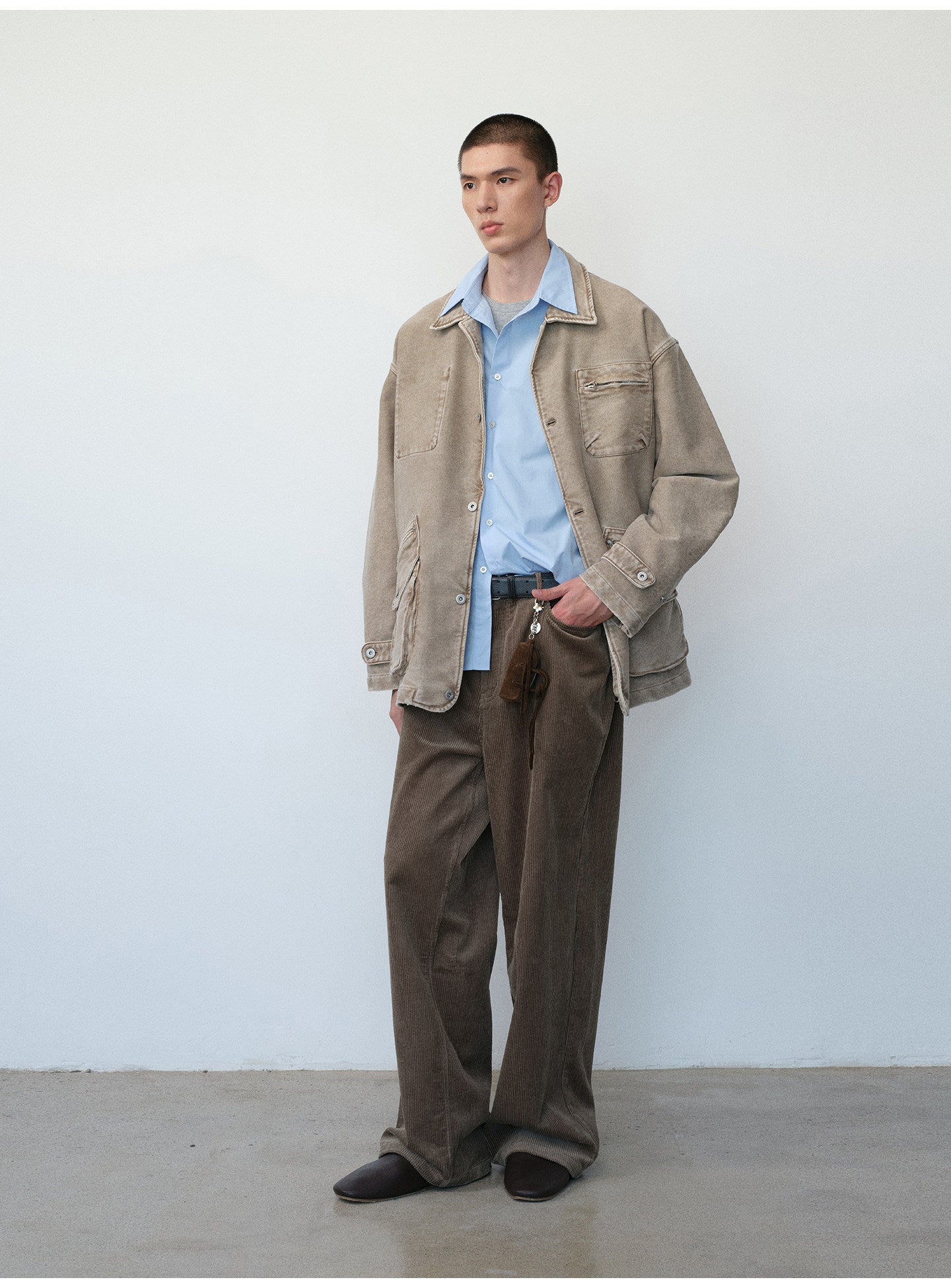 Two-Tone Wash Corduroy Casual Pants