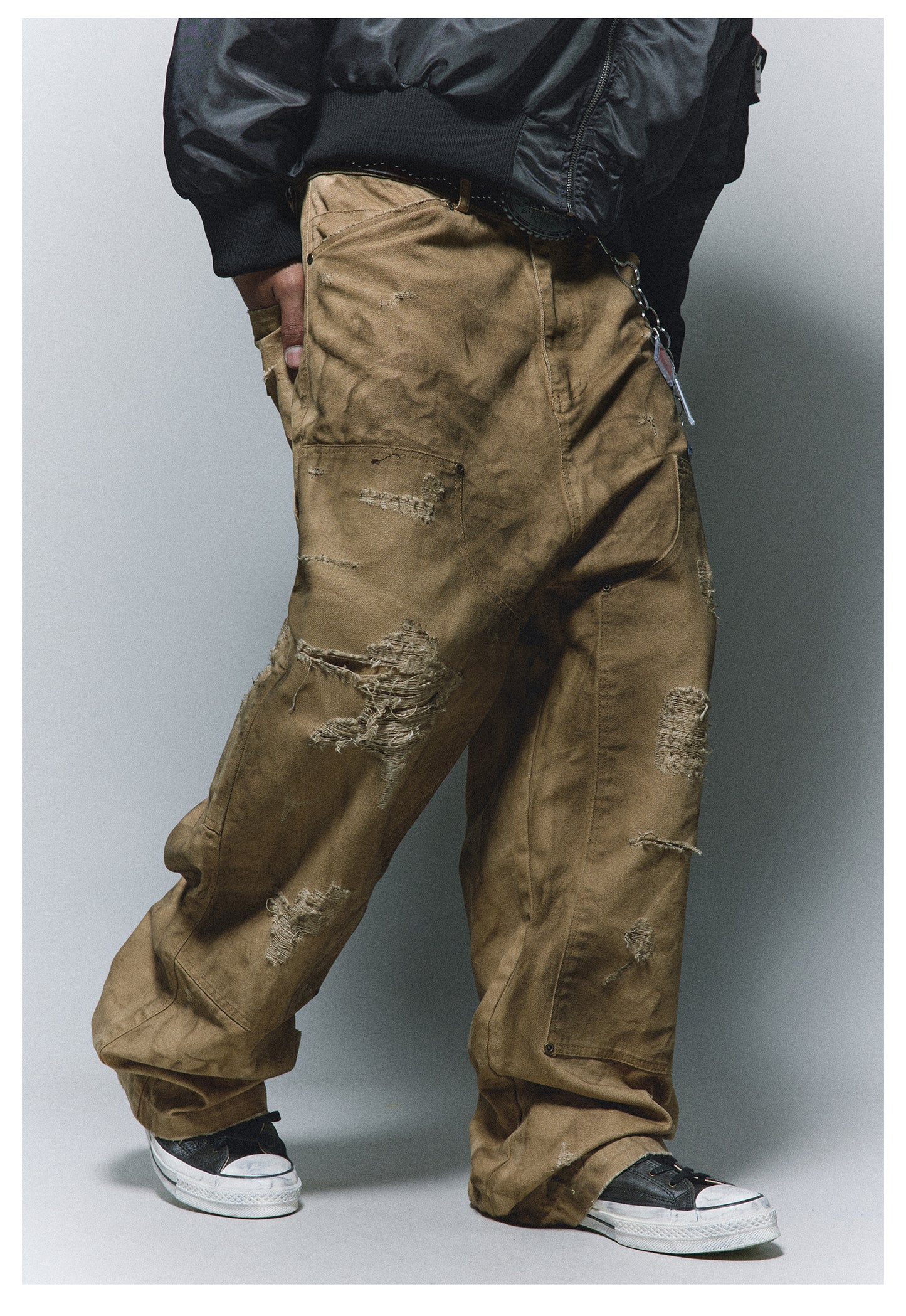 Spray Stain Hole Wide Pants