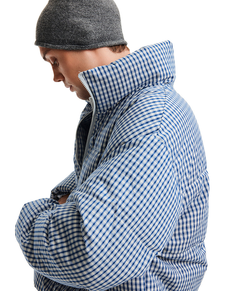 Stand Collar Check Pattern Down Jacket