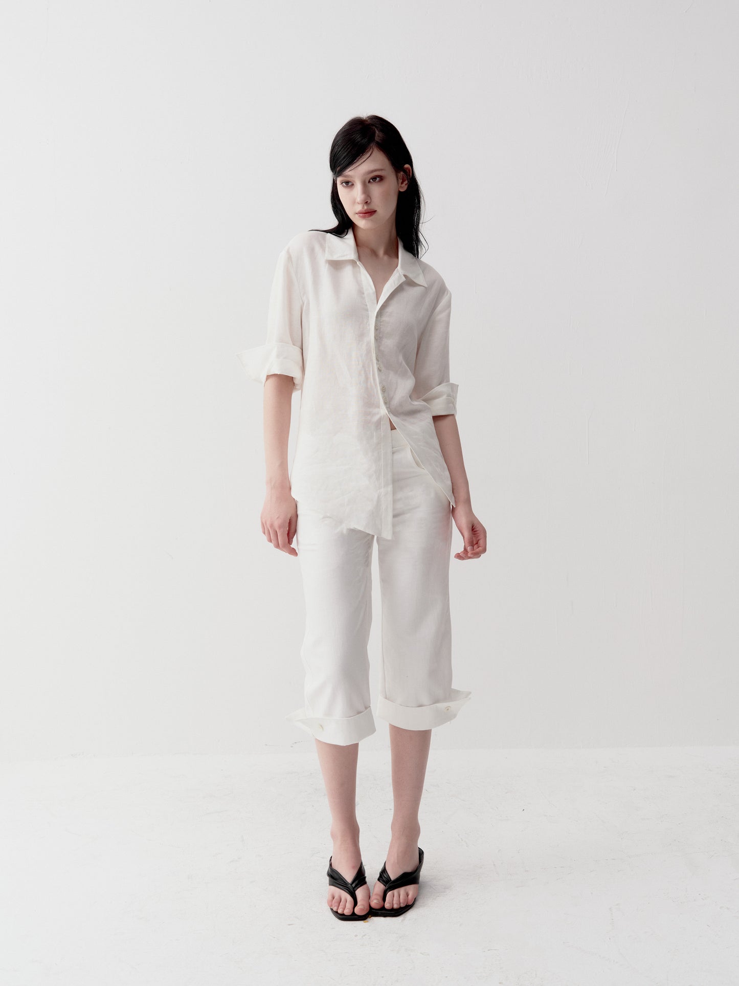 Shirt with Diagonal Placket and Slit