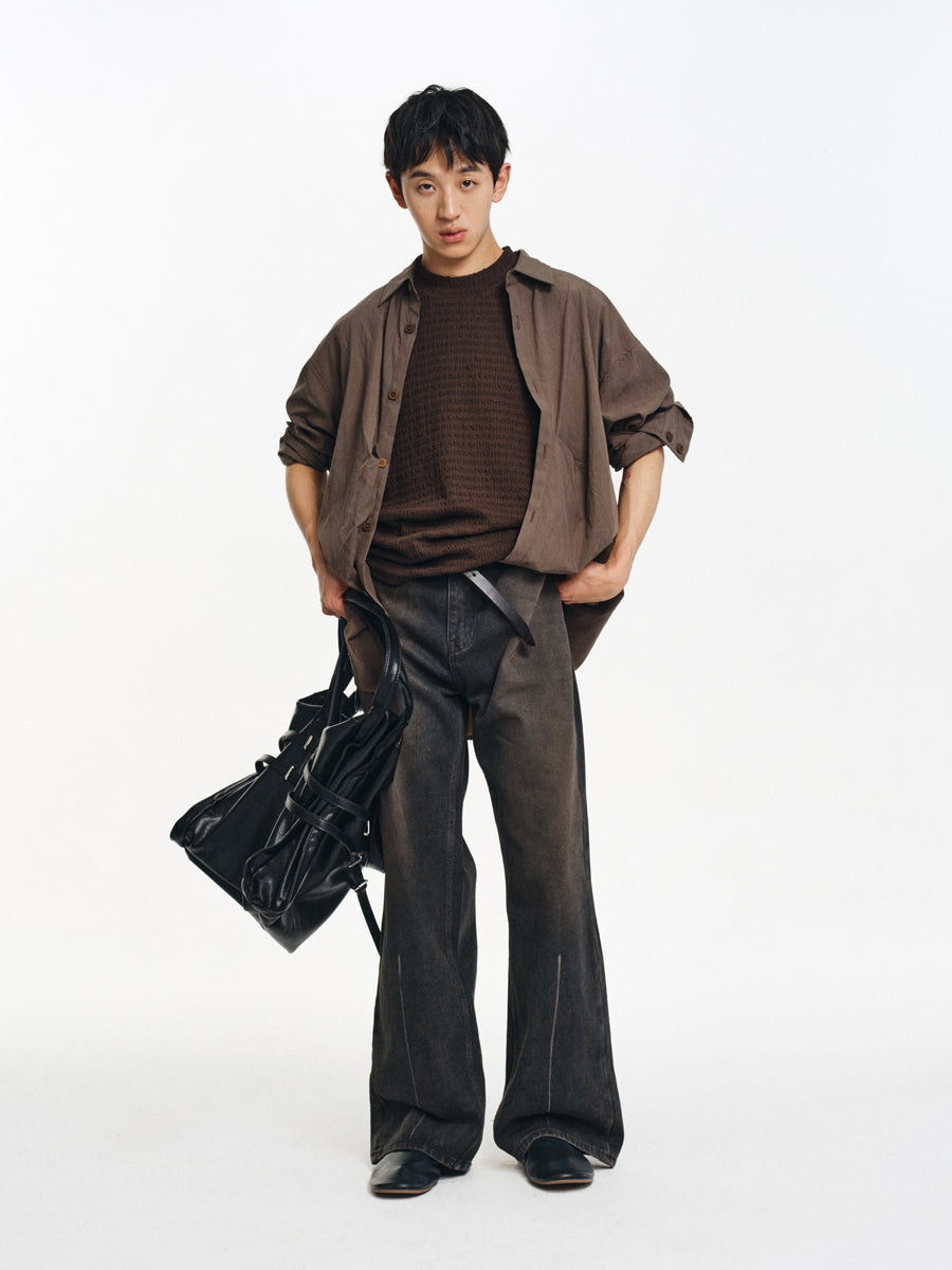 Smooth feel pleated shirt