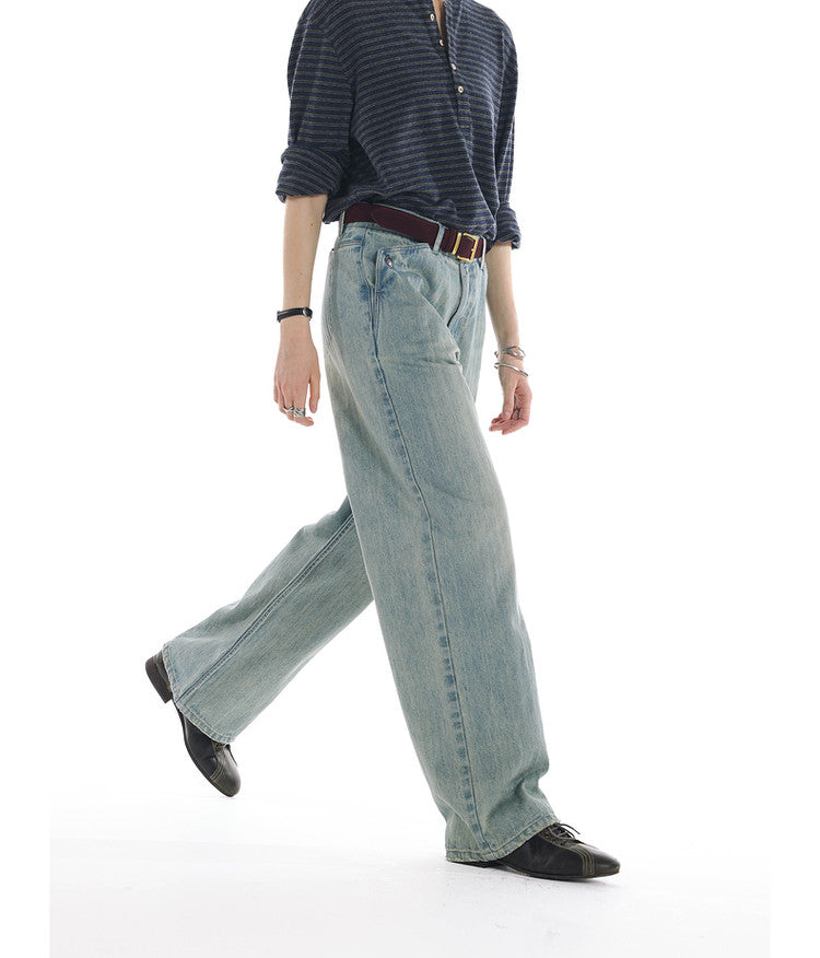 Whisker-Washed Denim Pants