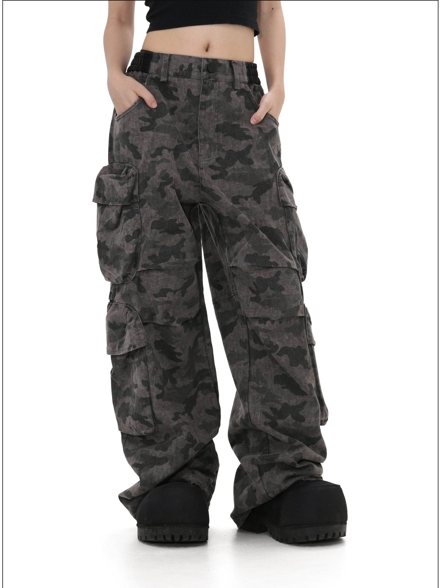 Retro wide-leg casual pants