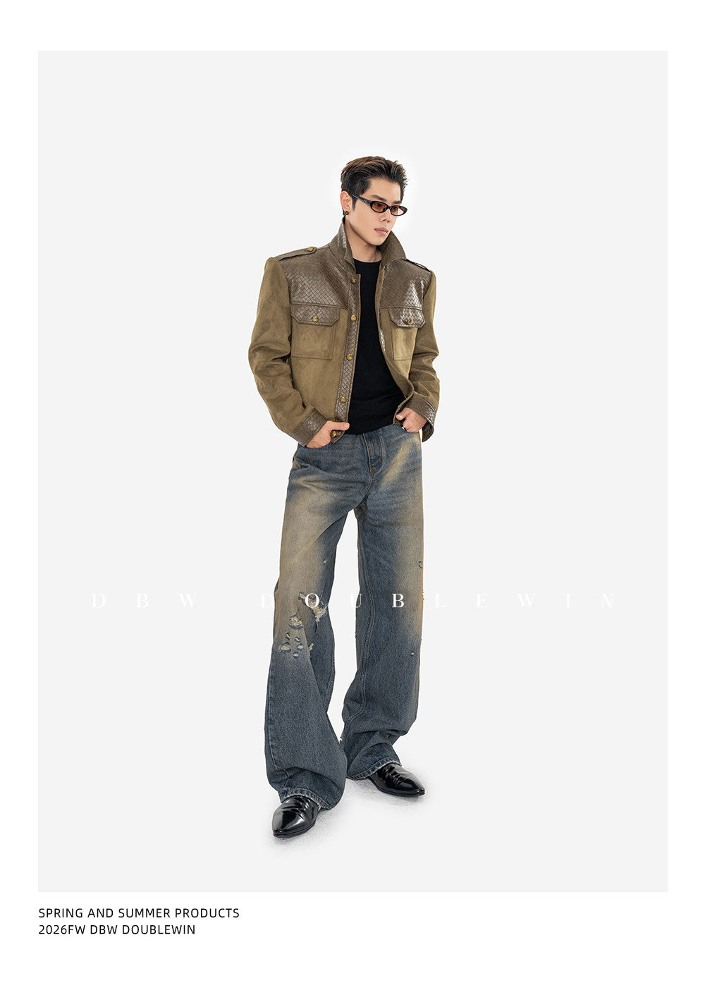 Retro Water-Washed Distressed Denim Pants