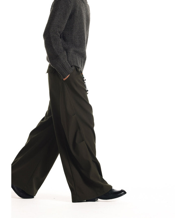 Wide-Leg 3D Pleated Casual Pants – ULTIMUS