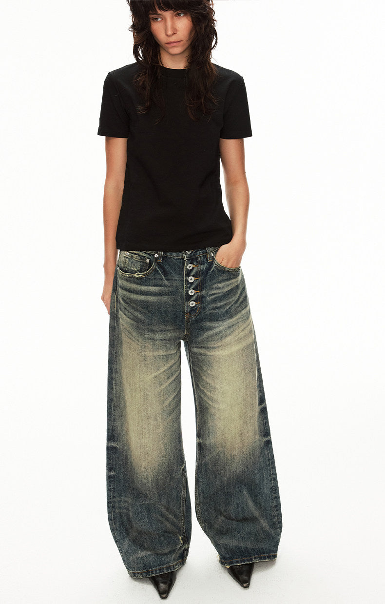 Unisex Washed Denim Pants
